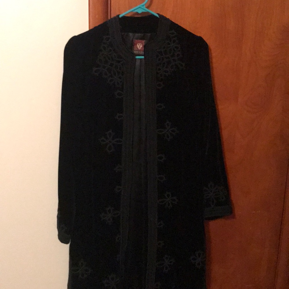 A-mazing embroidered black velvet coat